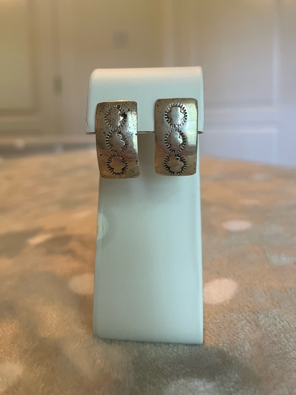Sterling Silver Rectangular Native American Made Earrings